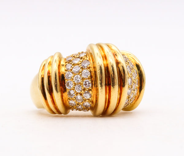-Charles Krypell Modernist Cocktail Ring In 18Kt Gold With 1.08 Cts In Diamonds