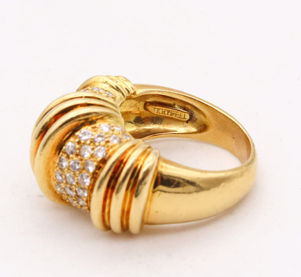 -Charles Krypell Modernist Cocktail Ring In 18Kt Gold With 1.08 Cts In Diamonds