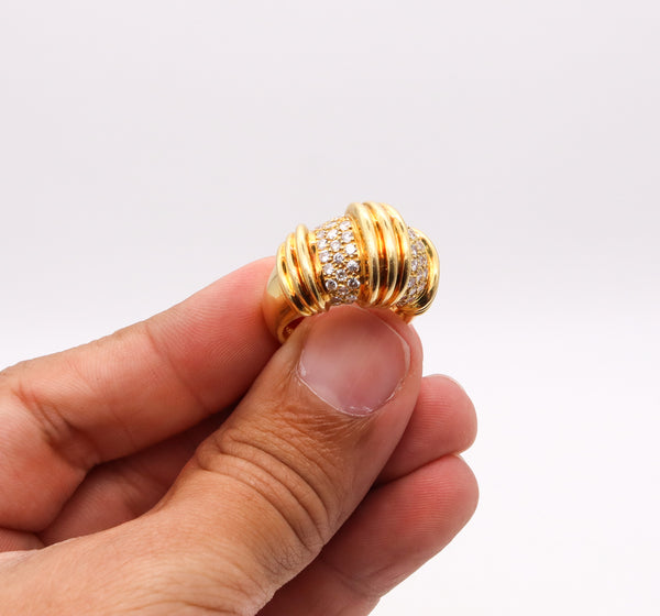 -Charles Krypell Modernist Cocktail Ring In 18Kt Gold With 1.08 Cts In Diamonds