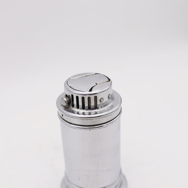 CHASE BRASS & COPPER CO. 1933 Art-Deco Round Desk Petrol Lighter In Steel