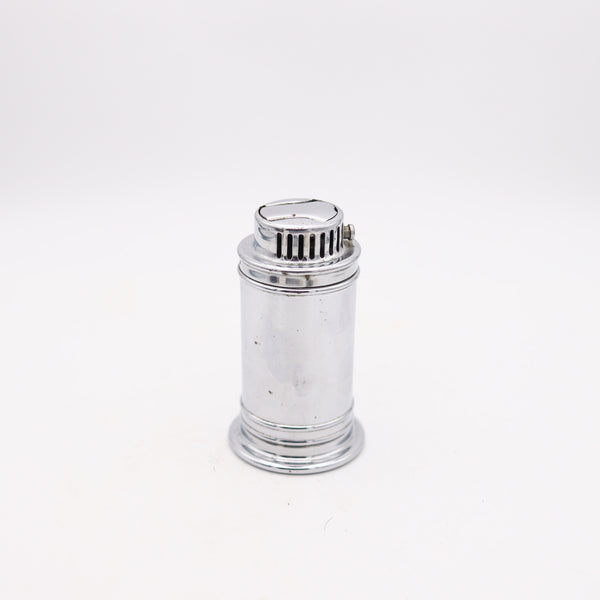CHASE BRASS & COPPER CO. 1933 Art-Deco Round Desk Petrol Lighter In Steel
