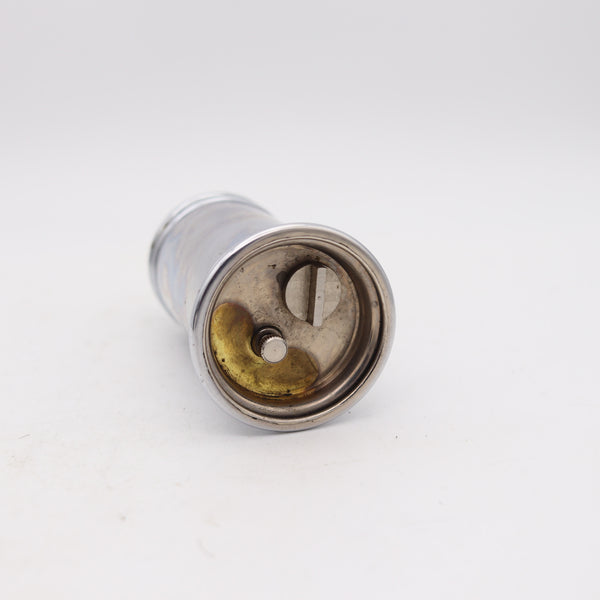 CHASE BRASS & COPPER CO. 1933 Art-Deco Round Desk Petrol Lighter In Steel