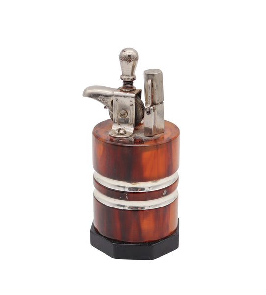 RONDO Germany By Alfred Auth 1951 Table-Desk Petrol Lighter In Steel & Bakelite