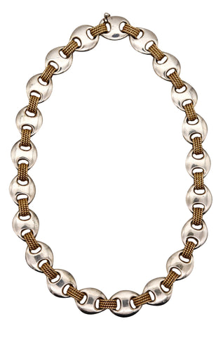 -Hermes Paris 1970 Modernist Nautical Links Necklace In 18Kt Yellow Gold And Sterling