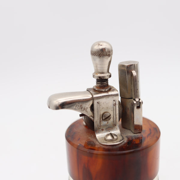 RONDO Germany By Alfred Auth 1951 Table-Desk Petrol Lighter In Steel & Bakelite
