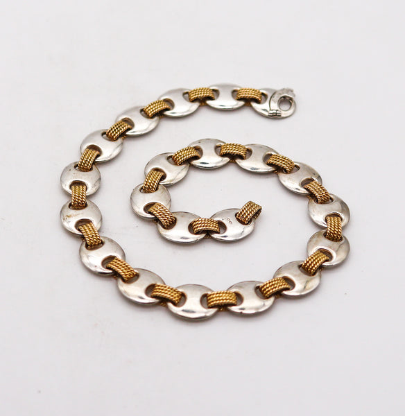 -Hermes Paris 1970 Modernist Nautical Links Necklace In 18Kt Yellow Gold And Sterling