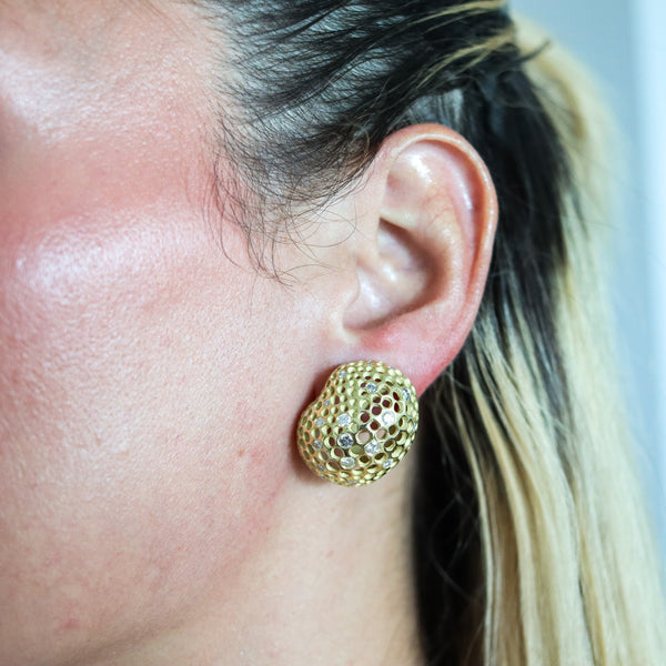 -Angela Cummings Perforations Free Form Earrings In 18Kt Gold With 2.24 Ctw Diamonds