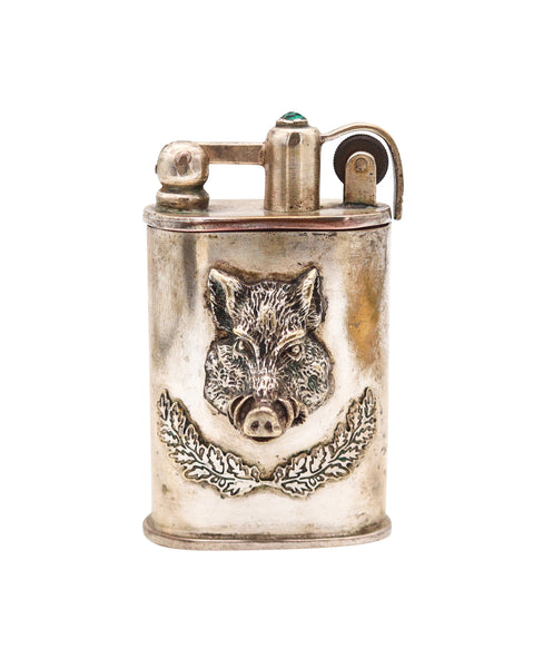 JOSEF SONSKOWSKI 1888 Table Petrol Lighter Adaptation In Silver-Plated Bronze