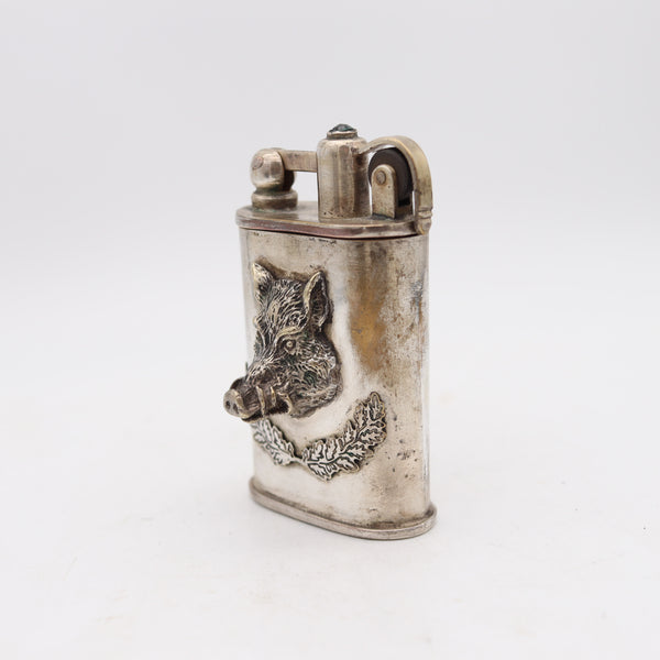 JOSEF SONSKOWSKI 1888 Table Petrol Lighter Adaptation In Silver-Plated Bronze
