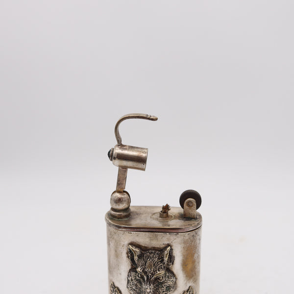 JOSEF SONSKOWSKI 1888 Table Petrol Lighter Adaptation In Silver-Plated Bronze