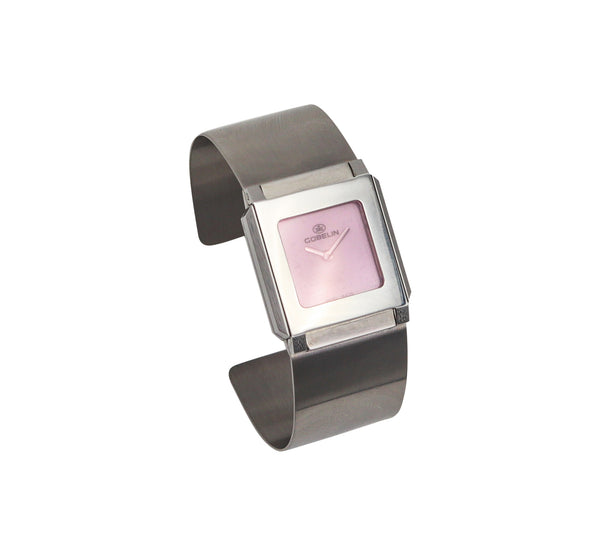 -Gubelin Modernist Techno Cuff Bracelet Wrist Watch In Stainless Steel