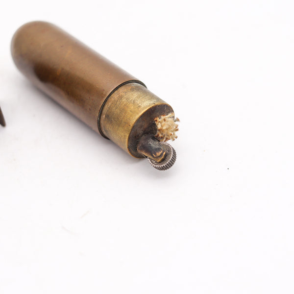 TRENCH-ART Germany WWI 1916-1919 Torpedo-Shaped Desk Petrol Lighter In Bronze