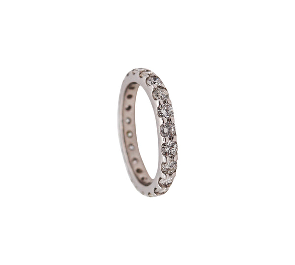 -Art Deco 1940 Antique Platinum Eternity Ring With 1.32 Ctw In Diamonds