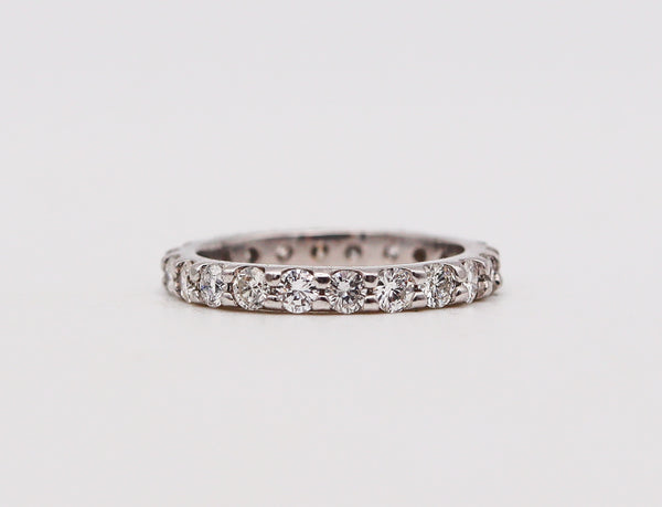 -Art Deco 1940 Antique Platinum Eternity Ring With 1.32 Ctw In Diamonds