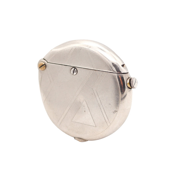 THORENS Swiss 1933 Art-Deco Design Round Pocket Petrol Lighter Type-B