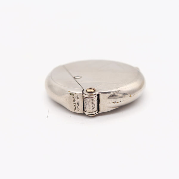 THORENS Swiss 1933 Art-Deco Design Round Pocket Petrol Lighter Type-B