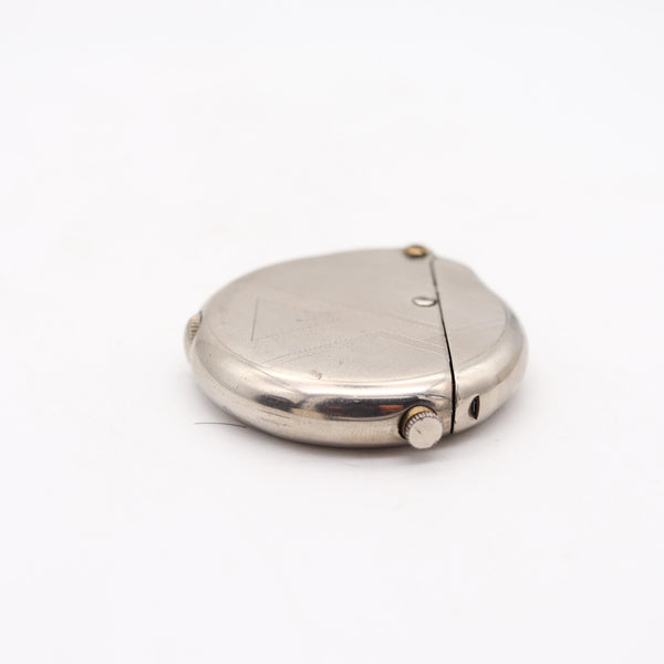 THORENS Swiss 1933 Art-Deco Design Round Pocket Petrol Lighter Type-B