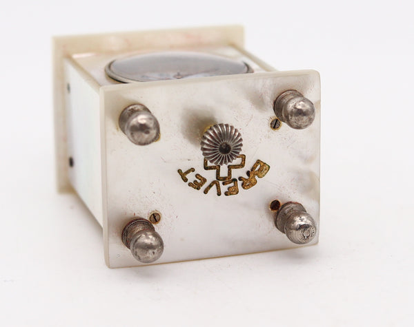 +Swiss 1920 Art Deco Miniature Carriage Clock In Sterling Silver With White Nacre