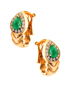 FRED Paris Clips-On Earrings In 18Kt Gold With 2.12 Ctw In Diamonds & Emeralds