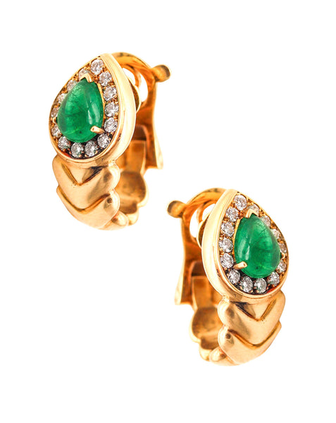 FRED Paris Clips-On Earrings In 18Kt Gold With 2.12 Ctw In Diamonds & Emeralds