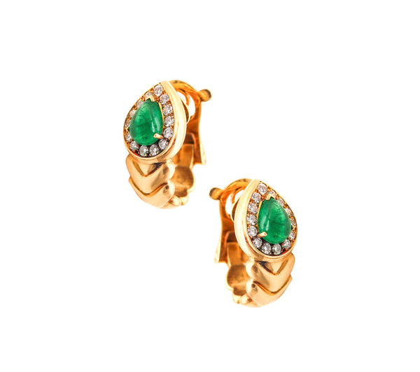 FRED Paris Clips-On Earrings In 18Kt Gold With 2.12 Ctw In Diamonds & Emeralds