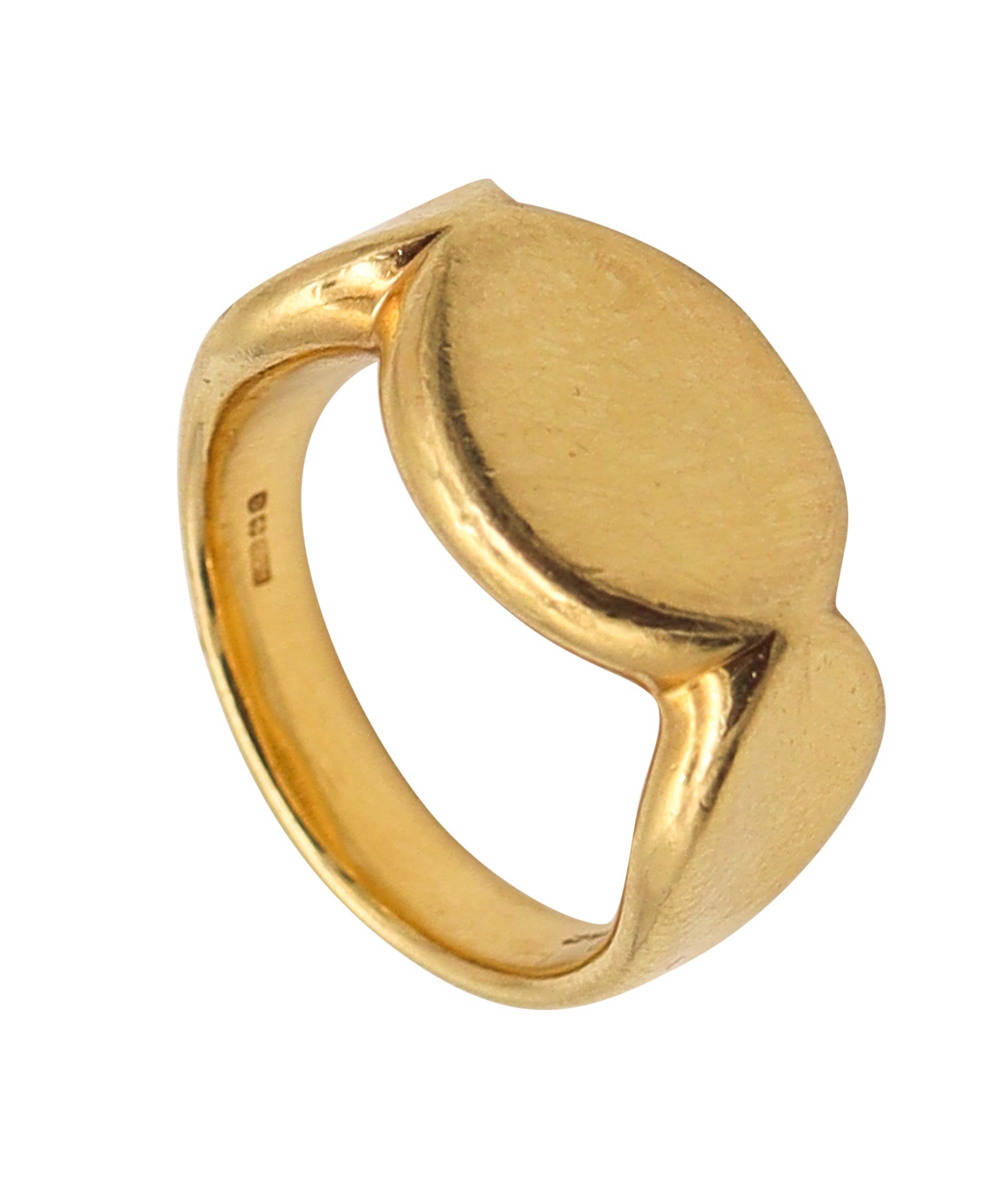 TIFFANY & CO. 1978 Elsa Peretti Thumbprint Ring In Solid 18Kt Yellow Gold