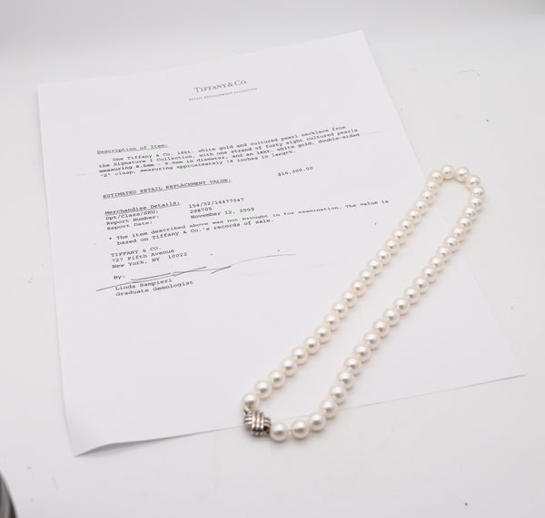 TIFFANY & CO. 2009 Signature Collection Pearls Necklace In 18Kt Gold Box & Papers