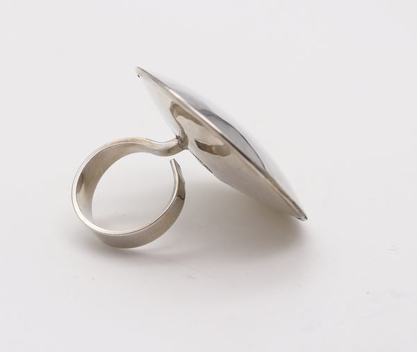 -Owe Johansson 1971 Finland Modernist Domed Ring in Solid .925 Sterling Silver