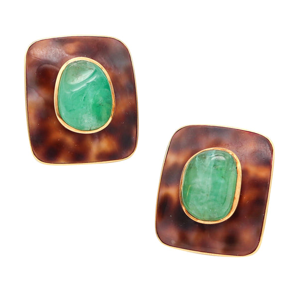 TRIANON-SEAMAN SCHEPPS Clips-On Earrings In 18Kt With Colombian Emeralds