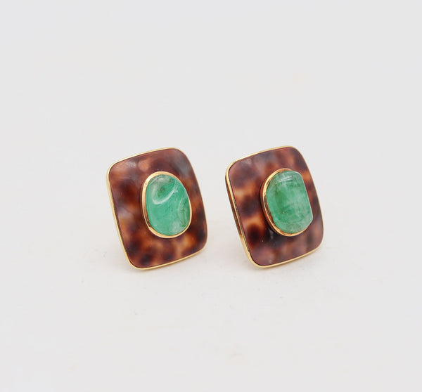 TRIANON-SEAMAN SCHEPPS Clips-On Earrings In 18Kt With Colombian Emeralds