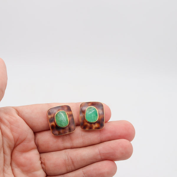 TRIANON-SEAMAN SCHEPPS Clips-On Earrings In 18Kt With Colombian Emeralds