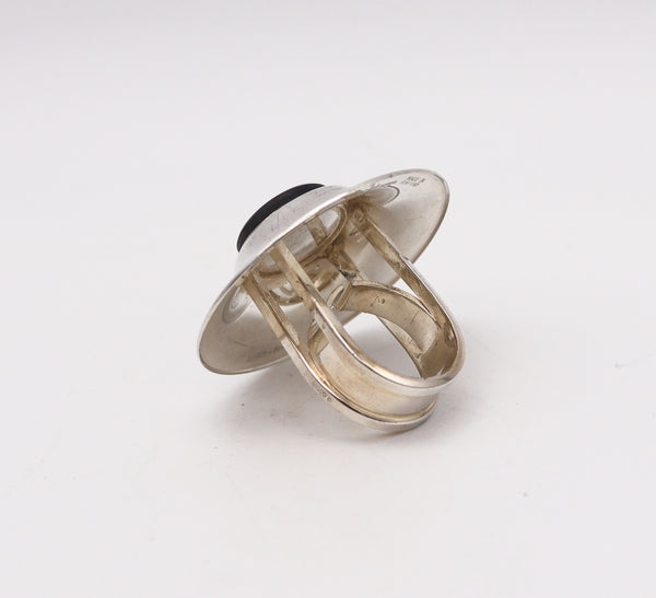 -Owe Johansson 1973 Finland Modernist Ring in Solid .925 Sterling Silver and Sodalite