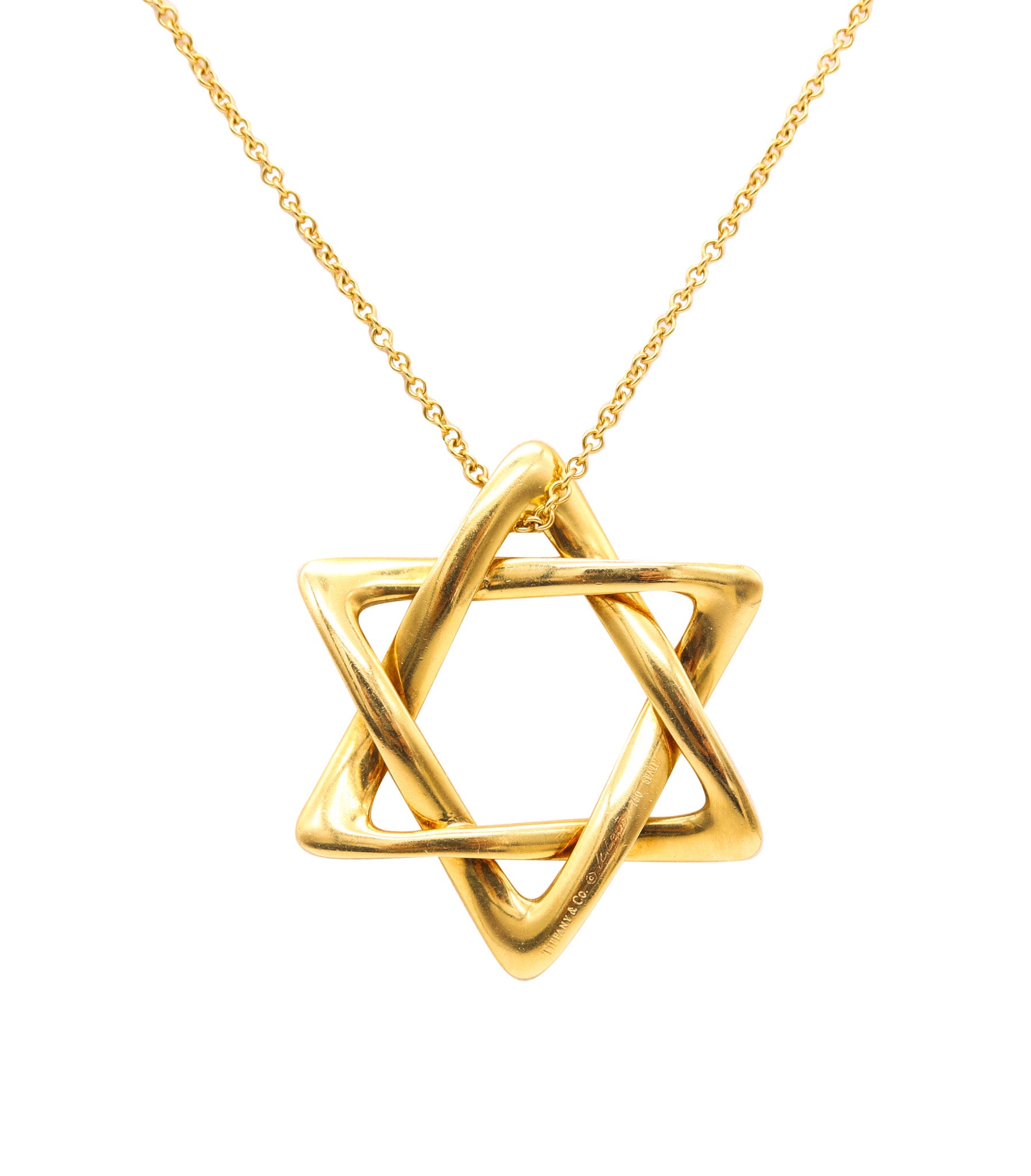 TIFFANY & CO 1979 Elsa Peretti Large David's Star Long Necklace in 18Kt Yellow Gold
