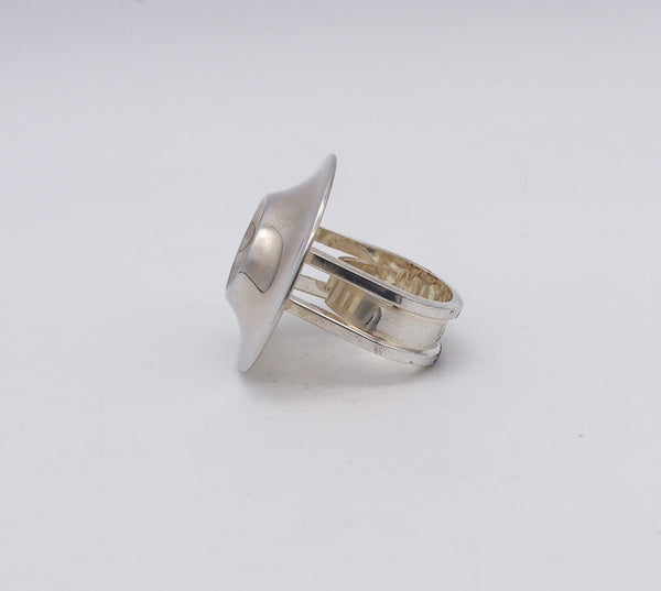 -Owe Johansson 1970 Finland Modernist Domed Ring in Solid .925 Sterling Silver