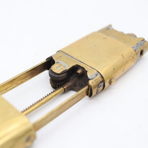 PROTOTYPE 1920 British Rasp Rack & Pinion Petrol Lighter In Brass Rare Mechanism