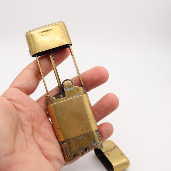 PROTOTYPE 1920 British Rasp Rack & Pinion Petrol Lighter In Brass Rare Mechanism
