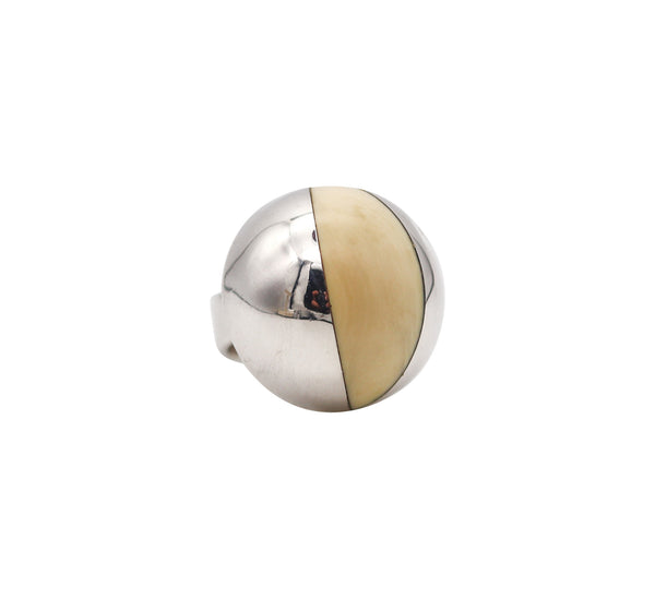 -Joaquim S'Paliu Barcelona 1970 Modernist Geometric Cocktail Ring in Sterling Silver