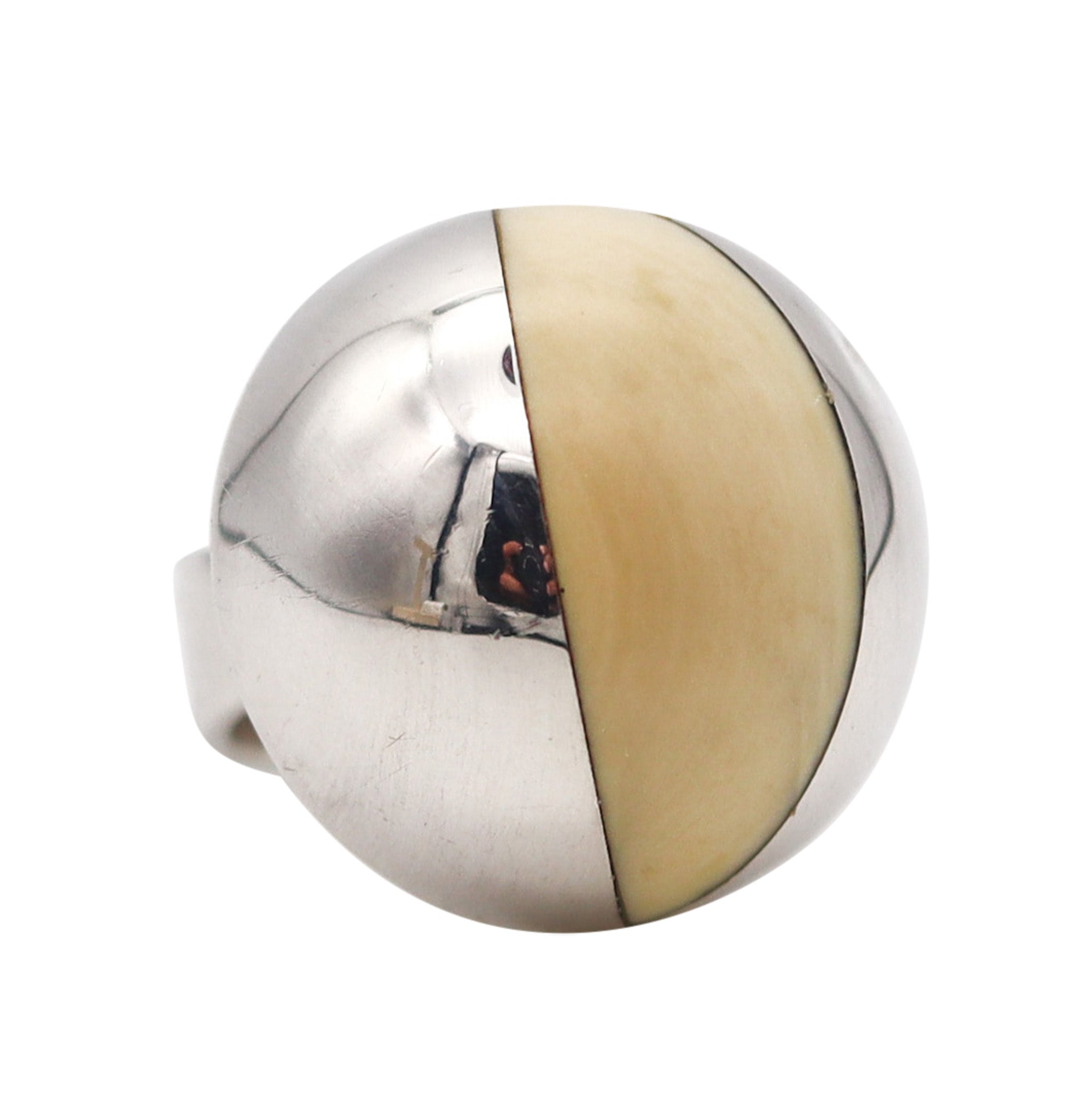 -Joaquim S'Paliu Barcelona 1970 Modernist Geometric Cocktail Ring in Sterling Silver