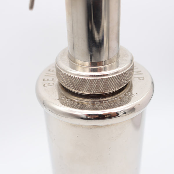 BENEY London 1928 British Counter Lighter Oil Pump Filler in Polished & Plated Steel