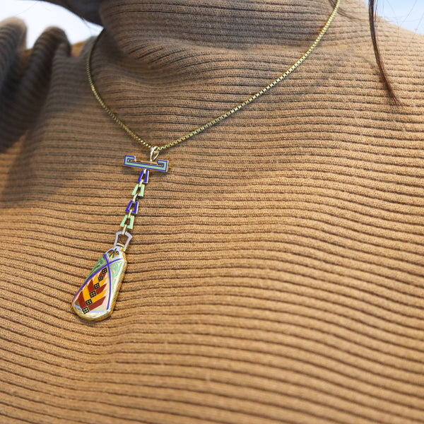 LEICHT MAYER 1925 Enameled Lapel Pendant-Brooch Watch In 18Kt Yellow Gold