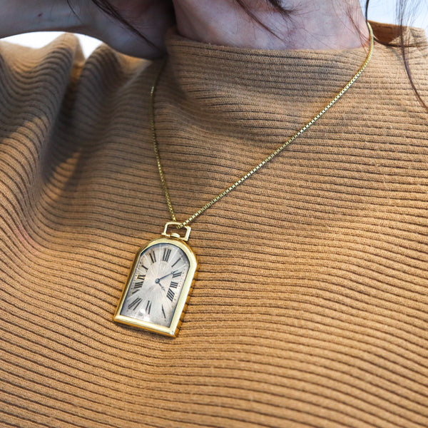 UTI Paris 1930 Art-Deco Odd Shape Pocket Watch In Solid 18Kt Yellow Gold