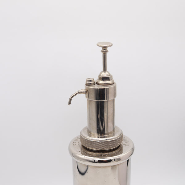 BENEY London 1928 British Counter Lighter Oil Pump Filler in Polished & Plated Steel