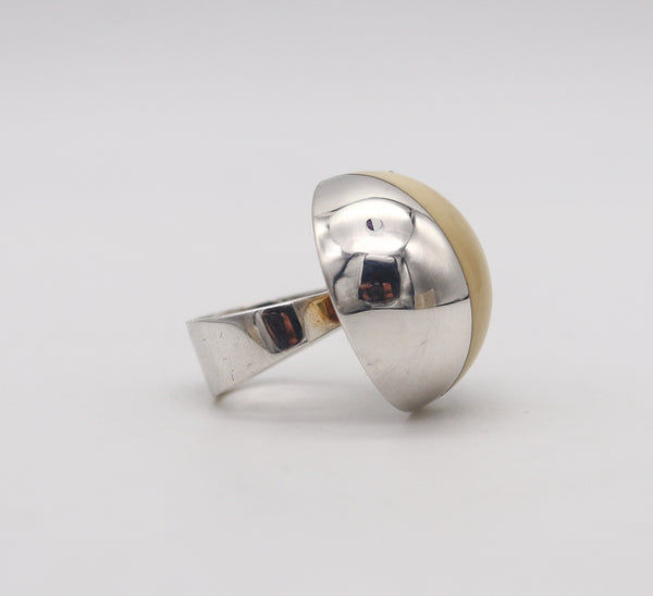 -Joaquim S'Paliu Barcelona 1970 Modernist Geometric Cocktail Ring in Sterling Silver