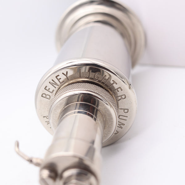 BENEY London 1928 British Counter Lighter Oil Pump Filler in Polished & Plated Steel