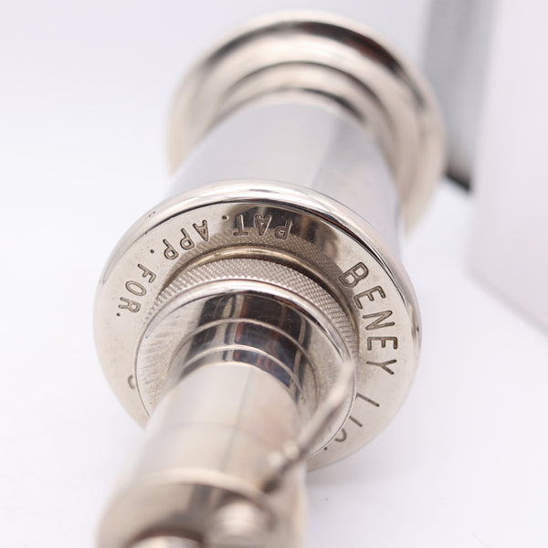 BENEY London 1928 British Counter Lighter Oil Pump Filler in Polished & Plated Steel