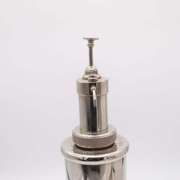 BENEY London 1928 British Counter Lighter Oil Pump Filler in Polished & Plated Steel
