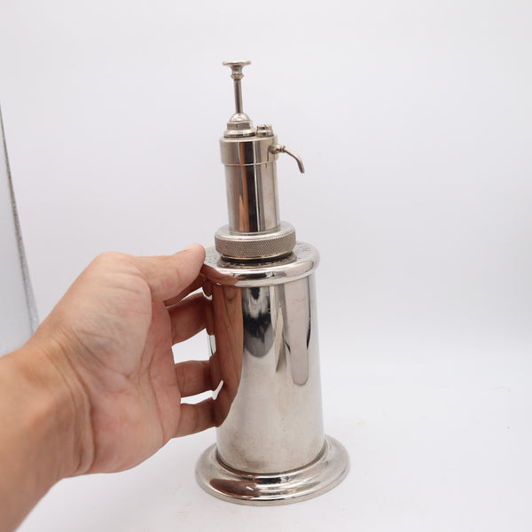 BENEY London 1928 British Counter Lighter Oil Pump Filler in Polished & Plated Steel