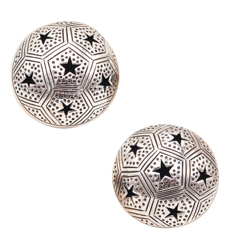 JOHN HARDY Vintage Celestial Stars Domed Clip-On Earrings In .925 Sterling Silver