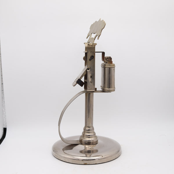 OLD TIMER 1930 Germany  Industrial Tall Desk petrol Lighter In Polished Chromed Steel