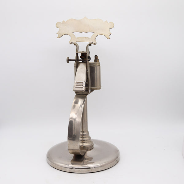OLD TIMER 1930 Germany  Industrial Tall Desk petrol Lighter In Polished Chromed Steel